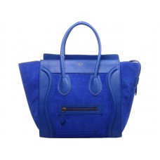Celine Luggage Medium Tote in kalfsleer blauw/suède