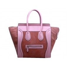 Celine Luggage Medium Tote in kalfsleer roze/suède