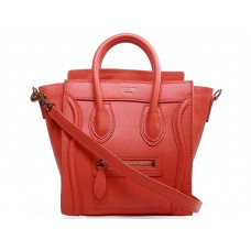 Celine Luggage Mini Tote in kalfsleer, kersenrood