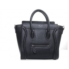 Celine Luggage Mini Tote in generfd leer, zwart