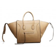 Celine Luggage Phantom Square Tote Bag Beige met zwarte afwerking