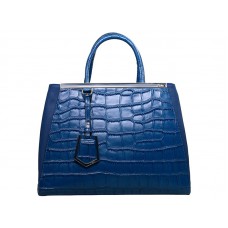 Fendi 2jours Tote Bag van kalfsleer in krokodillenblauw