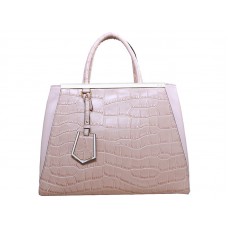 Fendi 2jours Kalfsleren Tote Bag Krokodillenroze