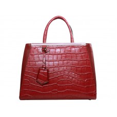 Fendi 2jours Kalfsleren Tote Bag Krokodillenrood