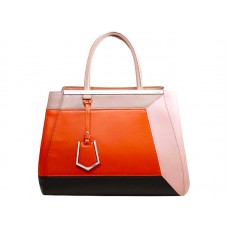 Fendi 2jours Tote Bag van kalfsleer in patchworkleer, oranje