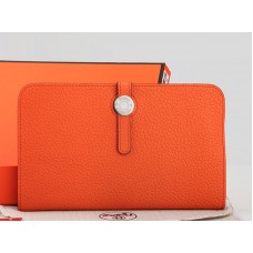 Hermes Dogon Togo Original leren portemonnee in oranje