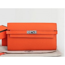 Hermes Dogon Togo Original leren Kelly lange portemonnee oranje