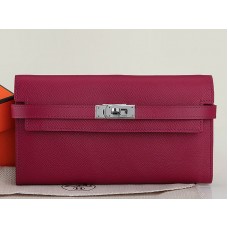 Hermes Epsom Original Kalfsleren Kelly Lange Portemonnee Bordeauxrood