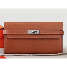 Hermes Epsom Original Kalfsleren Kelly Lange Portemonnee Camel