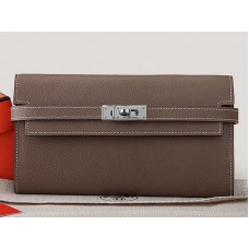 Hermes Epsom Original Kalfsleren Kelly Lange Portemonnee Khaki