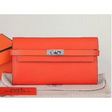 Hermes Epsom Original Kalfsleren Kelly Lange Portemonnee Oranje