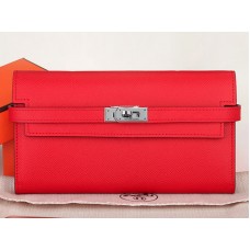 Hermes Epsom Original Kalfsleren Kelly Lange Portemonnee Rood