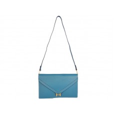 Hermes Pilot Envelope Clutch Blauw met goudkleurige hardware