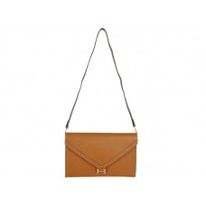 Hermes Pilot Envelope Clutch Camel met goudkleurige hardware