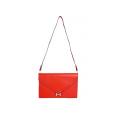 Hermes Pilot Envelope Clutch Rood met zilverkleurige hardware