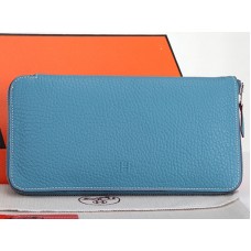 Hermes portemonnee met rits, origineel leer, transparant blauw