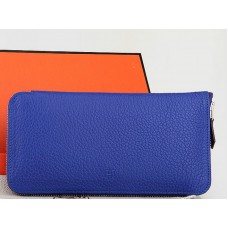 Hermes portemonnee met rits, origineel leer, elektrisch blauw