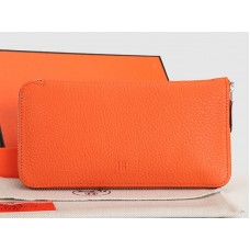 Hermes portemonnee met rits, origineel leer, oranje