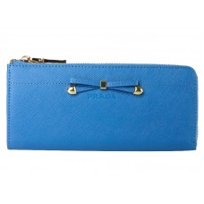 Prada Saffiano portemonnee met ritssluiting en strikdetail, blauw