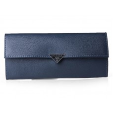 Prada portemonnee van Saffiano kalfsleer met dubbele vouw, blauw