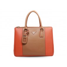 Prada Saffiano Lux Tote Bruin met Oranje