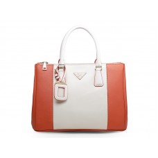 Prada Saffiano Lux Tote Wit met Oranje