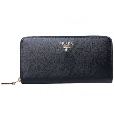 Prada Saffiano Zippy Portemonnee Zwart