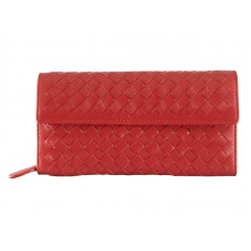 Bottega Veneta Intrecciato Nappa Continental Portemonnee Met Knoop Rood