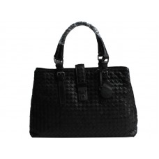 Bottega Veneta Roma Intrecciato leren draagtas zwart