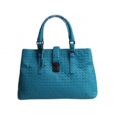 Bottega Veneta Roma Intrecciato leren draagtas blauw