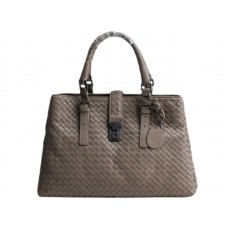 Bottega Veneta Roma Intrecciato leren draagtas grijs