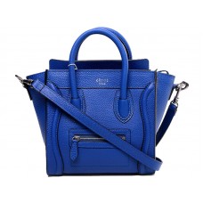 Celine Luggage Mini Tote in kalfsleer blauw