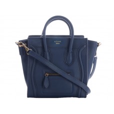 Celine Luggage Mini Tote in kalfsleer, donkerblauw