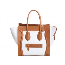 Celine Luggage Medium Tote in kalfsleer, camel/wit
