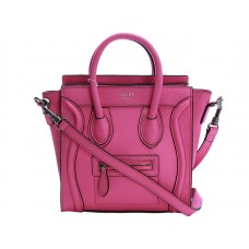 Celine Luggage Mini Tote in kalfsleer, fluorescerend roze