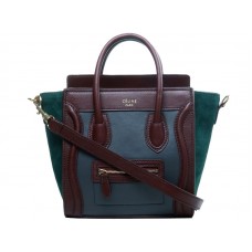 Celine Luggage Mini Tote in kalfsleer grijs/wijnrood