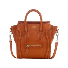 Celine Luggage Mini Tote in kalfsleer oranje