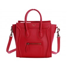 Celine Luggage Mini Tote in kalfsleer rood