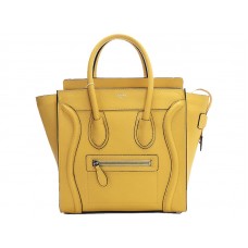 Celine Luggage Mini Tote in geel kalfsleer