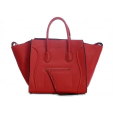 Celine Luggage Phantom Square Tote Bag Cherry met zwarte afwerking