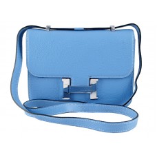 Hermes Constance 23 schoudertas, Togo leer, blauw
