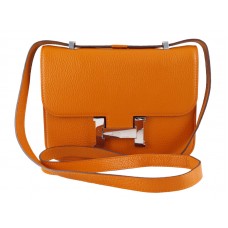 Hermes Constance 23 schoudertas, Togo leer, oranje