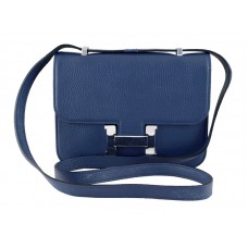 Hermes Constance 23 schoudertas van Togo-leer in donkerblauw.
