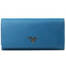 Prada portemonnee van saffianoleer in blauw