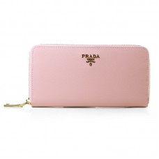 Prada Saffiano Zippy Portemonnee Roze
