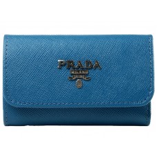 Prada Saffiano sleutelhouder voor 6 sleutels, blauw