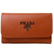 Prada Saffiano sleutelhouder voor 6 sleutels, oranje