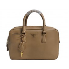 Prada Saffiano kalfslederen handtas met handvat in beige