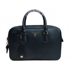 Prada Saffiano kalfslederen handtas met handvat, donkerblauw