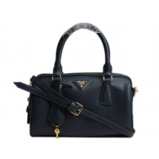 Prada Saffiano kalfslederen handtas met handvat, medium, donkerblauw